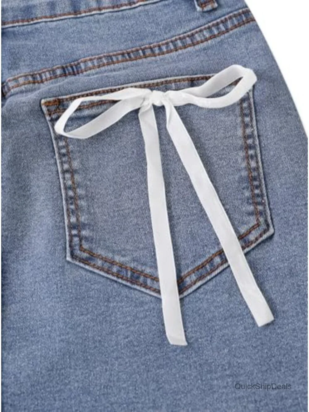 Avanova Women Bow Back Denim Mini Skirt Cute Bodycon Jean Skirt